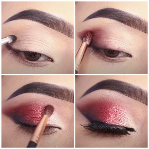 193K views · 3.7K reactions | Red Smokey Glitter Eye Makeup! | Learning with Shilpa | Facebook