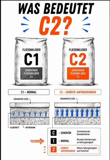 C1 und C2 schon mal auf einem Sack Fliesenkleber gesehen? 👀 Die Bezeichnungen gehören zur Klassifizierung des Klebstoffs – und genau solche Kürzel solltest du als Fliesenleger-Azubi verstehen. 📚 Fliesen-Erfolg Lernpakete – aktuell im Angebot. Link in der Bio. #FliesenErfolg #Fliesenkleber #C2 #Fliesenleger #Ausbildung