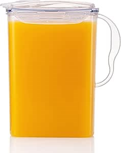 LocknLock Aqua Fridge Door Water Jug with Handle BPA Free Plastic Pitcher with Flip Top Lid Perfect for Making Teas and Juices, 3 Quarts, Clear
