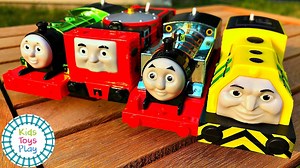 More Thomas and Friends trackmaster World's Strongest Engine, as we learn about colors with the help of Team Blue, Team Green, Team Yellow and Team Red! Plus, we introduce the newest Thomas & friends Trackmaster toy train, Raul from Brazil! Train crashes all over the railway! | Kids Toys Play
