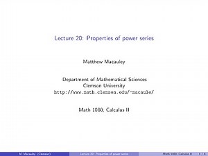 Calculus II, Lecture 20: Power series