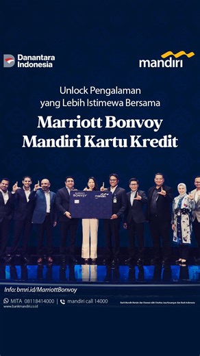 Bank Mandiri on Instagram: "Marriott Bonvoy Mandiri Kartu Kredit resmi diluncurkan! 💳✨ Marriott Bonvoy Mandiri Kartu Kredit adalah bentuk kolaborasi Bank Mandiri, Marriott, dan Visa yang membuka akses pengalaman travel & lifestyle premium. 🌍 Apply dan nikmati berbagai Extraordinary Benefit: ✅ Marriott Bonvoy Points di setiap transaksi + Silver Elite Status ✅ Free Night Awards hingga 20.000 Points ✅ Pembayaran praktis dengan QR Bayar, Virtual Card, dan Tap to Pay via “Livin’ by Mandiri” ✅ Unlim