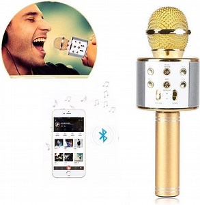Draadloze Bluetooth Karaoke Microfoon HIFI - WS-858 - Goud RATIE MG AUX KABEL | bol