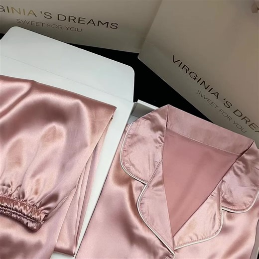 Women's Long-sleeved Ice-silk Cool Feeling Pajamas Set of Simple Leisure Simulation Silk Loungewear Can Be Worn Externally