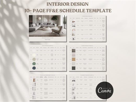 Interior Design FF&E Schedule Template, Furniture and Finishes Schedule, Design Presentation Template, Product Specification Design Project - Etsy