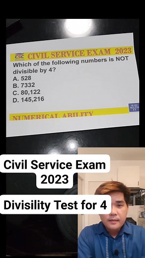 Civil Service Exam 2023 Numerical Ability Divisibility Test for 4 | Ron Robert Pecaña