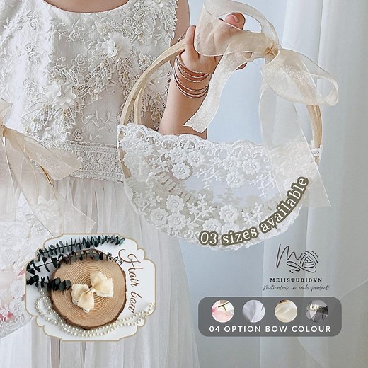 Flower Girl Basket | Crochet Basket | Boho Flower Girl | Personalized Basket | Flower Basket | Flower Girl Basket Rustic | Hair Bow - Etsy