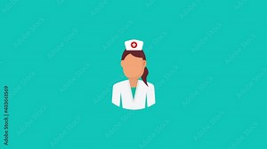 nurse avatar animation - Vector art ..4K video.Simple motion animation.can be used for Explainer Video.green background