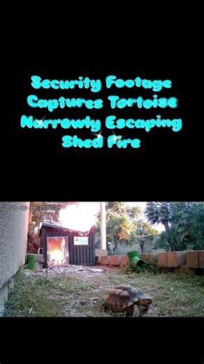 Fact-ish on Instagram: "Talk about a close shell! The recent footage of Leo the tortoise making a “high-speed” getaway from a burning shed in Fullerton, California, is both a nail-biter and a testament to animal instinct. On February 8, 2026, while her owners were away at a Super Bowl party, a heat lamp inside Leo’s enclosure fell onto a pile of mulch, quickly sparking a fire that filled the structure with thick smoke and flames. In the security footage that has since gone viral, Leo can be seen
