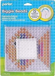 Perler Beads Biggie Beads Pegboards for Kids Crafts, 3 pcs , 10.5 x 7.5 x 1, Small