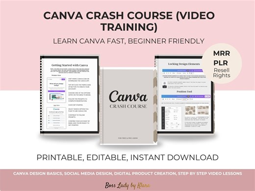 Canva Crash Course for Beginners | Learn Canva Fast for Social Media & Digital Products | Canva Design Tutorial Video - Etsy