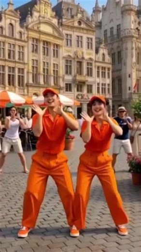 🔥(AI)orange couple Dance Challenge