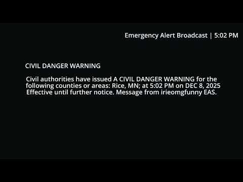 (VERY RARE!) EAS Recreation: Civil Danger Warning for a Telephone outage in MN! (12/08/25)