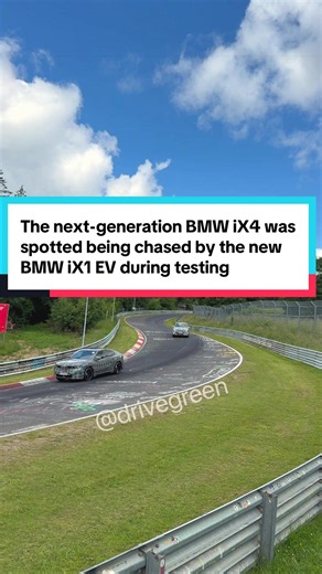 The next-generation BMW iX4 was spotted being chased by the new BMW iX1 EV during testing at the Nürburgring. 👀⚡ #BMW #iX4 #iX1 #carspotting #Nurburgring