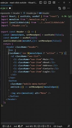 Как закрыть меню при клике вне меню в React | Хук useClickOutside #shorts