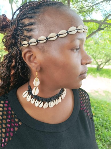 African Cowrie Shells Jewelry Set Ofcowrie Shell Choker Cowrie Shell Earrings and Head Piece. - Etsy