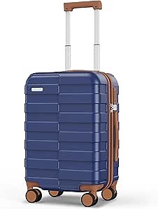 Carry On Luggage 20 Inch Hardside Ultra Durable 100% PC Lightweight Small Travel Suitcase with Wheels TSA Lock, Classic Blue