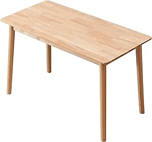 Rectangular Kitchen Solid Wood Dining Table 46.8 inches Legs Sturdy Natural Rubber Wood and Walnut Color (Natural Oak)