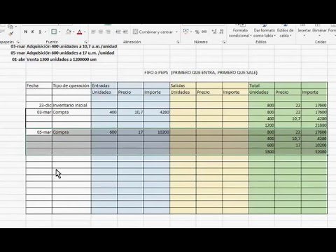 Método FIFO PEPS . Ejercicio simple Tarjeta de Kárdex