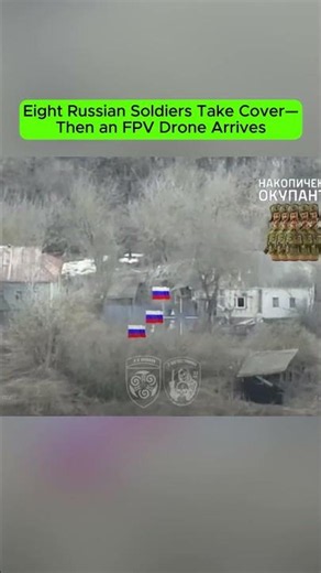 Eight Russian Soldiers Take Cover—Then an FPV Drone Arrives | Combat Footage.