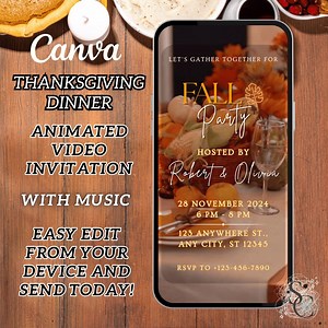Animated Fall Harvest Dinner Party Invitation, Editable Thanksgiving Video Evite, Modern Virtual Dinner Invite, Instant Paperless Download - Etsy Canada