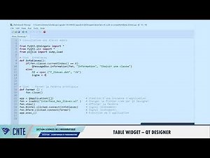 Section Sciences de l'informatique - Algorithmique et programmation - Table Widget Qt Designer