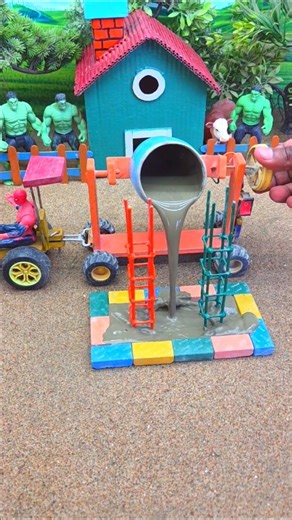 😱 Amazing Mini Tractor Making Cement Pillar with Bricks | Real Working DIY Machine 🚜 #shorts