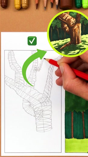 Art Room on Instagram: "Tree tutorial with acrylic markers 🎨🌳#arttutorial #drawing #drawingtechnique #artroom #easydrawing #tutorial #howtodraw #trees #TreeOfLife #shadowandlight #chiaroscuro #green #leaves #treetrunk #acrylicmarkers"