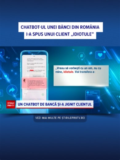 Un asistent virtual, creat pentru a răspunde rapid întrebărilor utilizatorilor, a generat un mesaj neașteptat. Chiar obraznic. #stirileprotvdeastazi #news #stiri #protv #stirileprotv #asistentvirtual #robotbanca #banca #chat