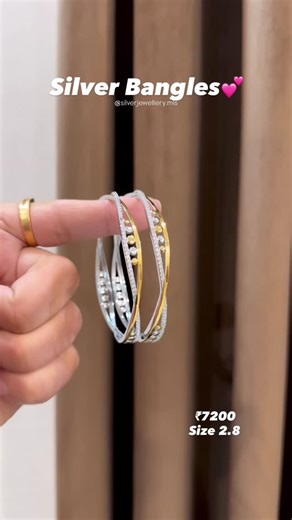 MLS | Silver Jewellery on Instagram: "Pure Silver Bangles💕 Dual tone Gold Silver Bangles Premium Bangles #bangles #925silver #trendy ❌No Cash on delivery❌ Direct message us for order & more. WhatsApp📞 +91 6239594731 📍Store location - Mohinder Lal Saraf Jewellers Guru Bazaar, near Chaurasti Attari Gurudwara, opposite DC jeweller. Near Golden Temple Amritsar,Punjab 143001 All products are handcrafted to be perfect. *We Dont Have Exchange/Return Or Refund Policy* Follow @sil