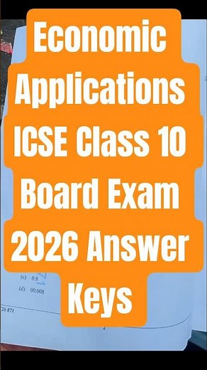 Economic Applications ICSE Class 10 Board Exam 2026 Answer Keys #icse #boardexam