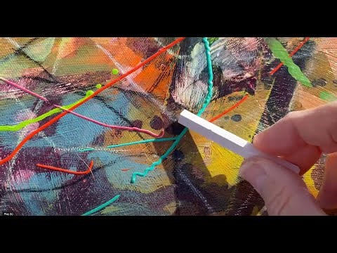 How to Use Paint Crayons in an Acrylic Painting Without Smearing - Technique for Abstract Artists