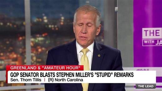 Sen. Thom Tillis: "Either Stephen Miller needs to get into a lane where he knows what he's talking about, or get out of this job... There is no more important alliance than the NATO alliance, and Denmark has punched above its weight." | Jake Tapper