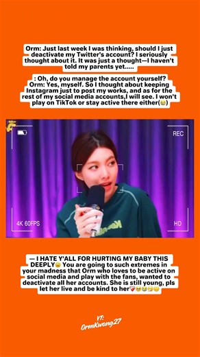 I’m so sad to hear this Orm said she thought about deactivating her social media😭❤️‍🩹🥺#lingorm