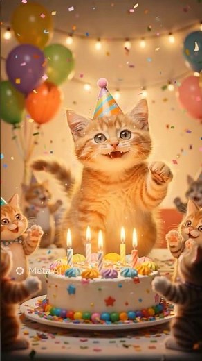 🐱🎂 Cute Cat Singing Happy Birthday Song 🎤🎉 | Adorable Birthday Kitty