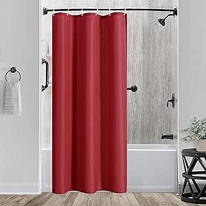 Burgundy Walk In Shower Curtain for Shower Stall Simple Modern RV Small Bathroom Shower Curtain Set with Hooks Weighted Textured Washable Shower Curtain Wine Red Spa Elegant Cloth Bath Curtain 36x72