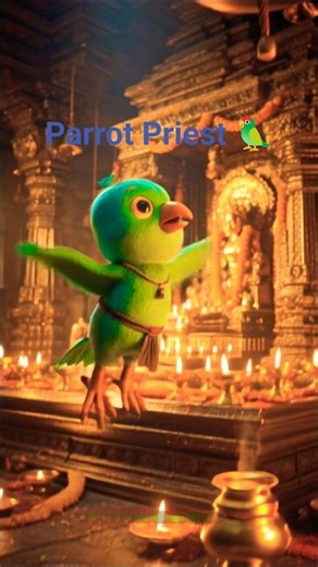 Parrot became a temple priest 🦜 Moral Story for Kids #shorts