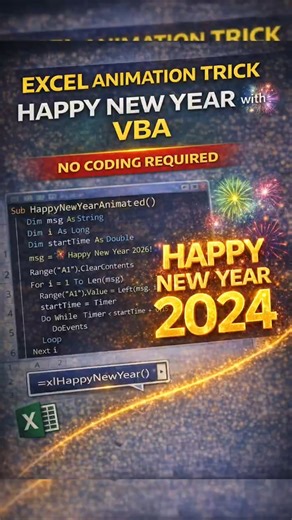 Excel Macro Trick { Happy New Year with VBA } No Coding Required