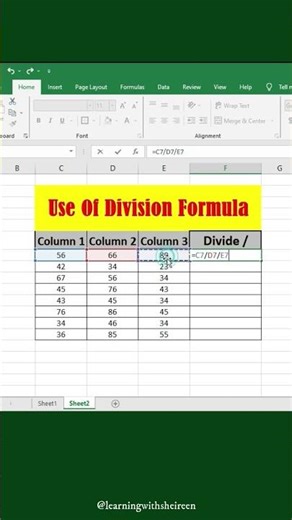 Excel Division Formula | Tips & Tricks #exceltips #microsoftexcel #dataanalysis #exceltutorial