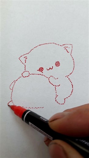 Drawing a cat with ONLY DOTS! 🐱✨ #shorts #tutorial Part 2✏️