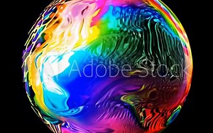 Realistic 3D animation of the abstract morphing liquid iridescent rainbow sphere with a complex and intricate design rendered in UHD