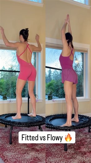 I Jump Instead Rebounder Twins on Instagram: "Drop your vote below: Fitted or Flowy? 👇 One of the most beautiful things about rebounding is how accessible it is. You can wear whatever you want, move at any time of day, and you don’t need to worry about the weather, traffic, or your current fitness level. Rebounding is gentle, safe, and incredibly effective. Even the lightest bounce can wake up the entire body — from the cells, to the bones, joints, muscles, fascia, and skin. And if you w