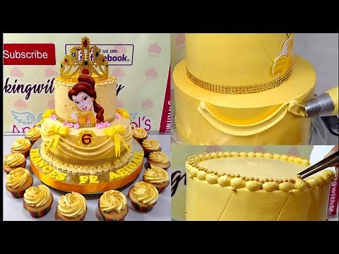 Princess Belle Cake || disney princess birthday theme cake || boiled icing