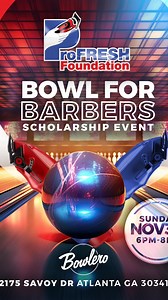8.9K views · 184 reactions | Help us raise scholarships for the next generation of barbers!  Join the ProFRESH Foundation for our first-ever Bowl for Barbers Event:  Nov 30th | ⏰ 6–8 PM | Atlanta. Tickets: Click Link in Bio! Sponsors: Contact Me Directly! Let’s change lives—one frame at a time. ✂️ #Scholarships #barberlife | Will Stamm | Facebook