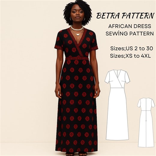 African Ankara Maxi Dress Sewing Pattern: Boho Tribe Style (PDF Pattern) - Etsy