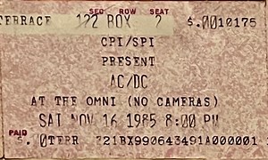 Nov 16, 1985: AC/DC / Yngwie Malmsteen at The Omni Atlanta, Georgia, United States | Concert Archives