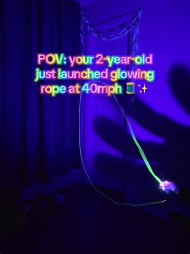 POV: a 2‑year‑old just launched glowing rope at 40mph 🧵✨ Safe, rechargeable, glow‑in‑the‑dark fun for all ages. If it’s still in stock… grab it now 🧵 #tiktokshopfinds #giftforkids #viraltoy #lighttoy #fidgettoy ku string rope thruster glow in the dark rope launcher viral light toy rechargeable uv reactive strings safe for kids toddler friendly easy to use physics toy
