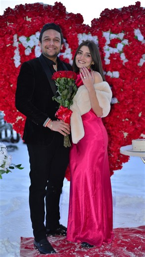 Navika Kotia on Instagram: "The most special surprise ever 🥹♥️ {proposal, fiancé, wedding, proposal surprise, engagement, surprise, ring, bend down on one knee, snow proposal, snowfall, winter, winter proposal}"