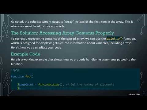 How to Pass an Array as an Argument in PHP Using func_get_args()