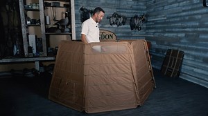 The Higdon Outdoors H-Frame blind is designed for adaptability, concealment, and ease of use. The H-Frame blind is the most convenient way to fully conceal two hunters. The multiple configurations allow you to comfortably hide one or two hunters in almost any hunting situation. The built-in dog door also makes for a great addition when trying to hide your dog in the middle of a field. The H-Frame blind is six panel hybrid style blind that allows for customizable configurations, lightning fast to